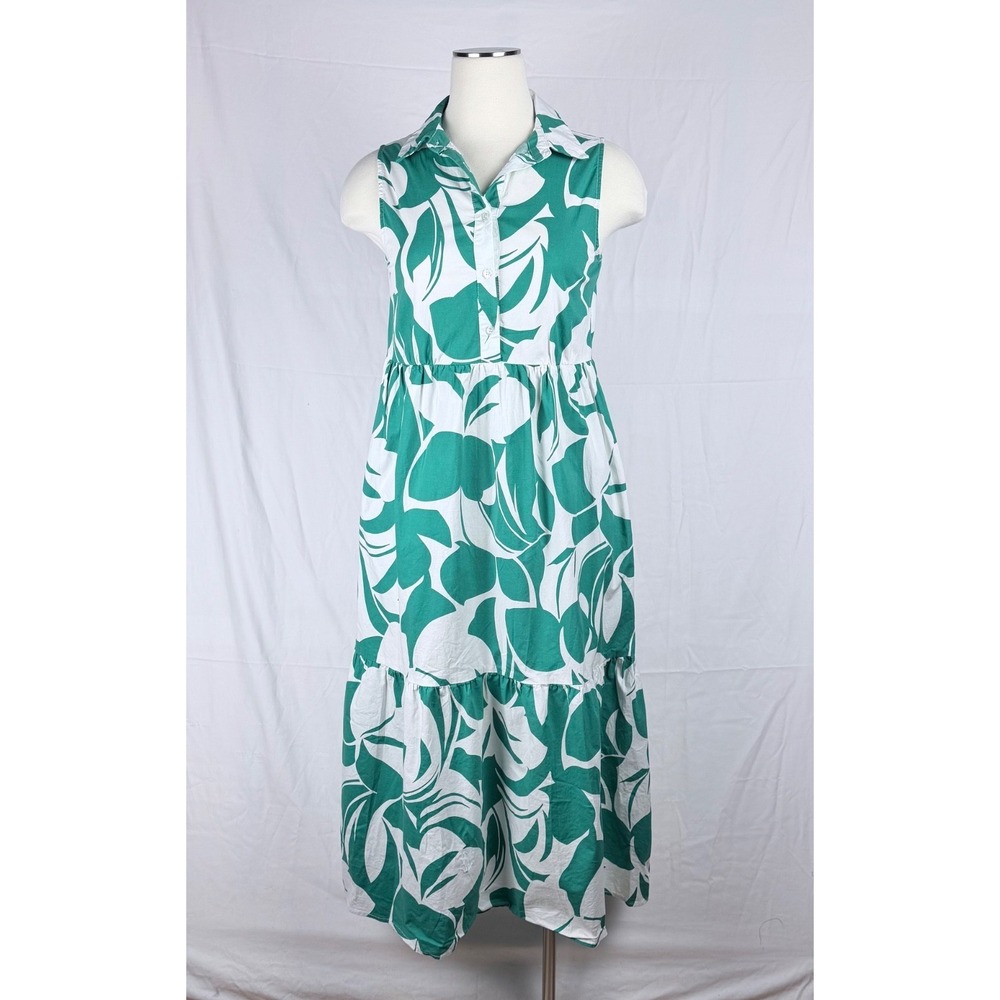 Tahari Tiered Maxi Dress XS Cotton Sleeveless Summer Coastal Boho Country Club